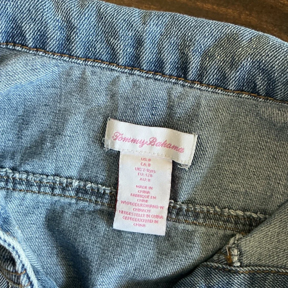 Tommy Bahama Girls Denim‎ Jacket Size 8 Distressed Blue Jean Trucker KJK1030S